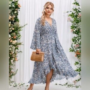 Shein Floral Blue Maxi Dress